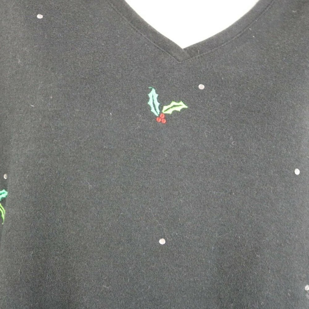Quacker Factory Womens Blouse Long Sleeve Black - Picture 4 of 7